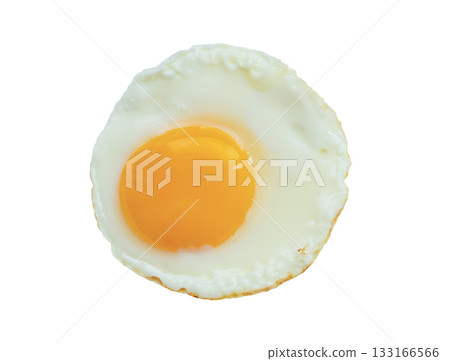 Fried egg isolated on white background top view Fried egg isolated on white background top view 133166566