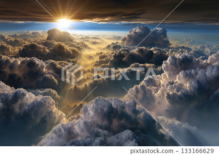 太陽升到雲海 133166629