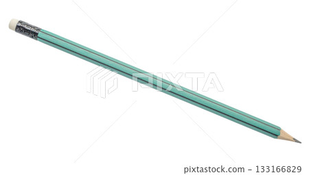 Green pencil isolated on white background close up Green pencil isolated on white background close up 133166829