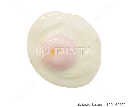 Fried egg isolated on white background top view 133166851