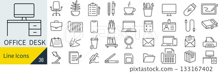 辦公用品圖示集 133167402