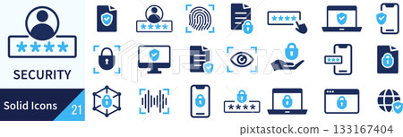 向量安全輪廓圖示集 133167404