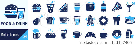 Vector food and drink silhouette icon set 133167406