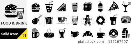 向量食品和飲料輪廓圖示集 向量食品和飲料輪廓圖示集 133167407