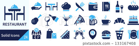 Vector restaurant silhouette icon set Vector restaurant silhouette icon set 133167408