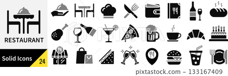 向量餐廳輪廓圖示集 133167409