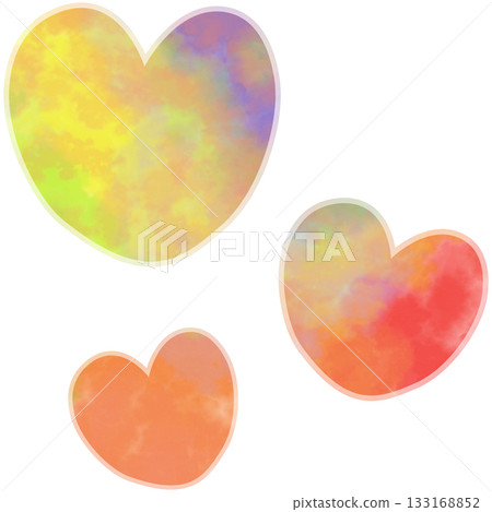 美麗的水彩心形圖示圖像的插圖 133168852