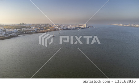 Aerial view of the river Rio Guadiana in Andalusia in Spain Aerial view of the river Rio Guadiana in Andalusia in Spain 133168930