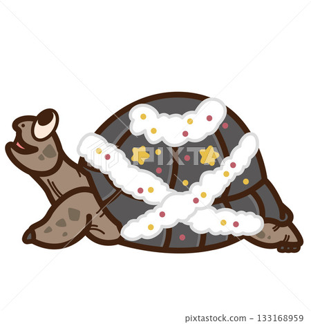 Aldabra giant tortoise uses Christmas decorations for its shell 133168959