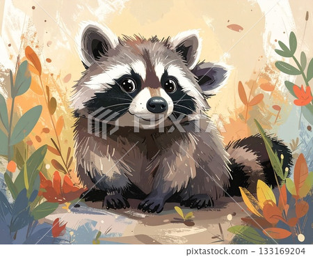 Cute raccoon illustration 133169204