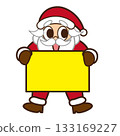 A cheerful and energetic Santa Claus holding a sign (yellow version) 133169227