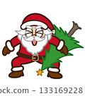 Cheerful Santa Claus holding a tree 133169228