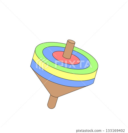 色彩繽紛的旋轉新年陀螺和有趣的新年遊戲 133169402