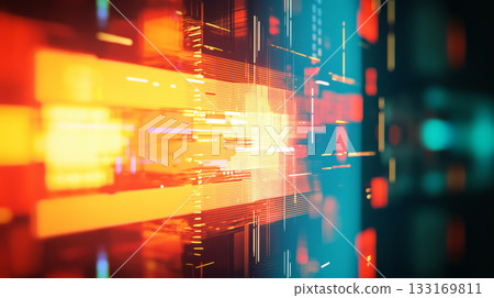 Abstract broken TV signal with glitchy transitions, scan lines 133169811