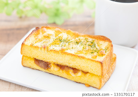 A delicious croque monsieur and coffee morning 133170117