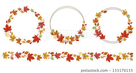 秋葉和落葉裝飾相框和花環 秋葉和落葉裝飾相框和花環 133170133
