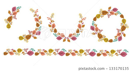 秋葉和落葉裝飾相框和花環 133170135