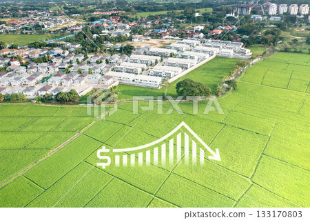 Land in aerial view with concept of land value. Land in aerial view with concept of land value. 133170803