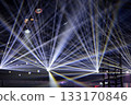stage lighting with many white rays at concert 133170846