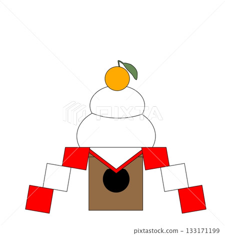 一幅充滿節日氣氛的鏡餅插圖，非常適合新年。 133171199