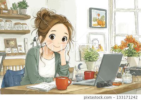 Miyu Series: AI Art Creation in a Cafe 133171242