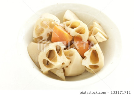 Simmered lotus root and carrots Simmered lotus root and carrots 133171711