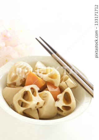 Simmered lotus root and carrots Simmered lotus root and carrots 133171712