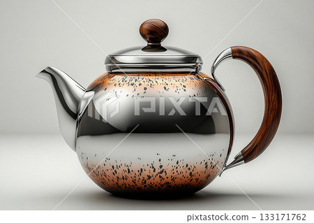 Vintage drink ware. Metal vintage teapot in classic style. Food rustic kitchenware. Vintage drink ware. Metal vintage teapot in classic style. Food rustic kitchenware. 133171762