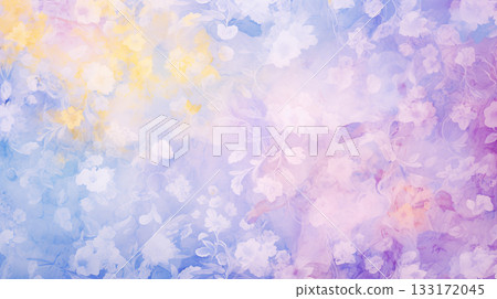 Watercolor floral background. The soft, pastel colors create a dreamy and romantic atmosphere. 133172045
