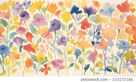 Watercolor colorful flowers on white background Watercolor colorful flowers on white background 133172188