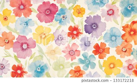Watercolor floral background, shades of pink, yellow, blue, orange and purple Watercolor floral background, shades of pink, yellow, blue, orange and purple 133172218
