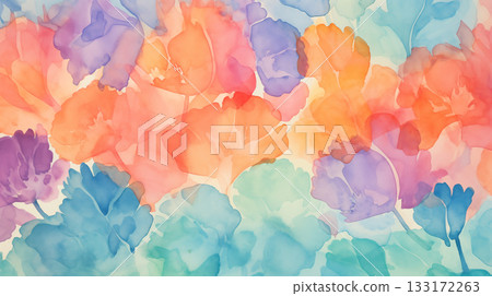 Watercolor pastel flowers background 133172263
