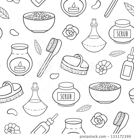 SPA and massage salon seamless pattern, relax and aromatherapy concept SPA and massage salon seamless pattern, relax and aromatherapy concept 133172399