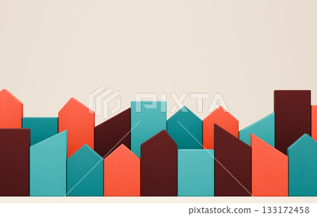 3D image_Building block house_Colorful 133172458