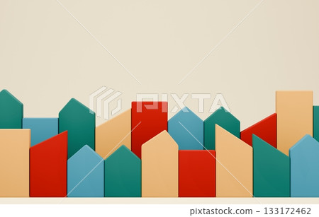 3D image_Building block house_Colorful 3D image_Building block house_Colorful 133172462