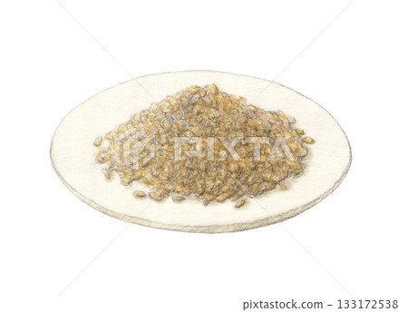 盤子上的白芝麻——水彩鉛筆畫 盤子上的白芝麻——水彩鉛筆畫 133172538