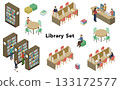 Isometric illustration: Library set 133172577