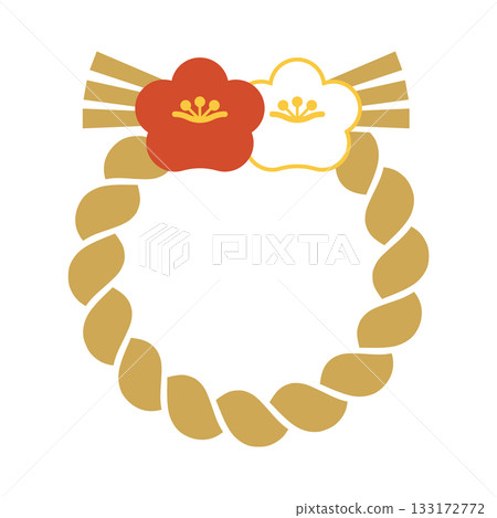 紅白花朵和注連繩的插圖 紅白花朵和注連繩的插圖 133172772