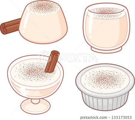 Tembleque pudding cartoon illustration set Tembleque pudding cartoon illustration set 133173053