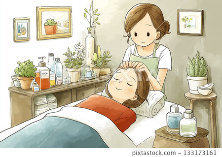 美優系列：一位女士在植物的芬芳中享受按摩。 133173161