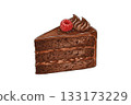Hand-drawn watercolor illustration of chocolate cake 133173229