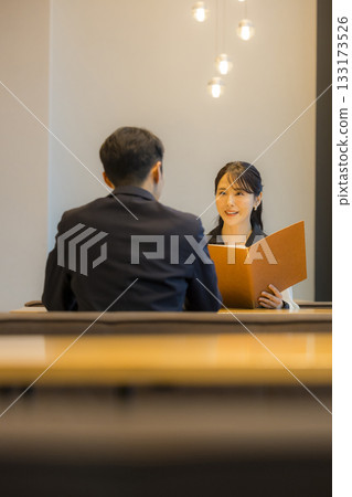 Couple in a hotel restaurant 133173526