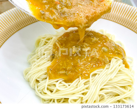 Chinese Shanghai cuisine: Crab miso noodles Chinese Shanghai cuisine: Crab miso noodles 133173614