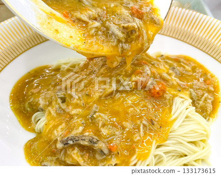 Chinese Shanghai cuisine: Crab miso noodles Chinese Shanghai cuisine: Crab miso noodles 133173615