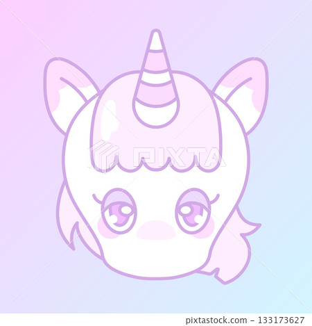 Cute pink unicorn face material 133173627