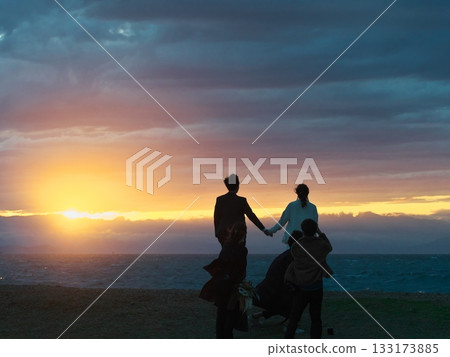 Pre-wedding photo shoot at Cape Irago in autumn with the sunset as the backdrop Pre-wedding photo shoot at Cape Irago in autumn with the sunset as the backdrop 133173885