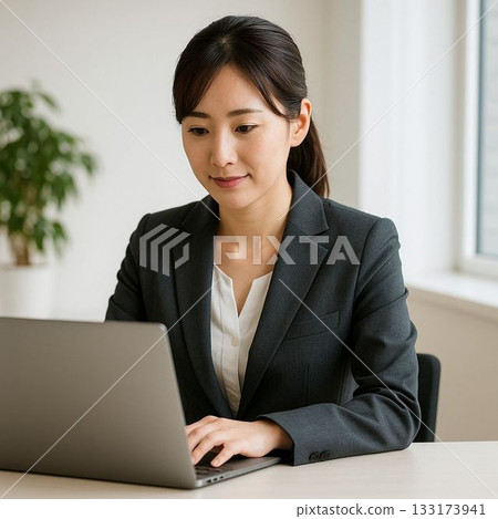 正在電腦前工作的女性商務人士 正在電腦前工作的女性商務人士 133173941