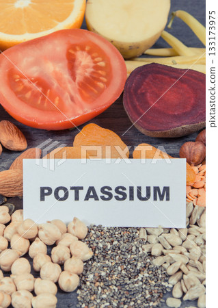 Healthy eating containing natural potassium, vitamin K, minerals and fiber Healthy eating containing natural potassium, vitamin K, minerals and fiber 133173975