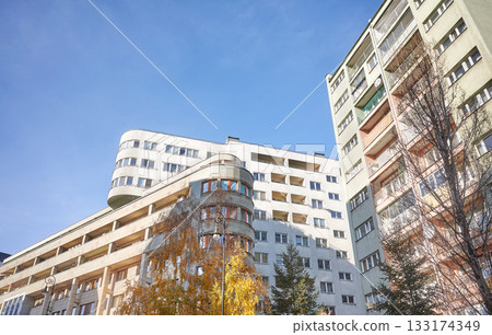 Prefabricated apartment blocks in Warsaw, Poland. 133174349