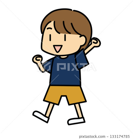 Cute vector illustration of a happy boy | Boy, child, happy, pose 133174785